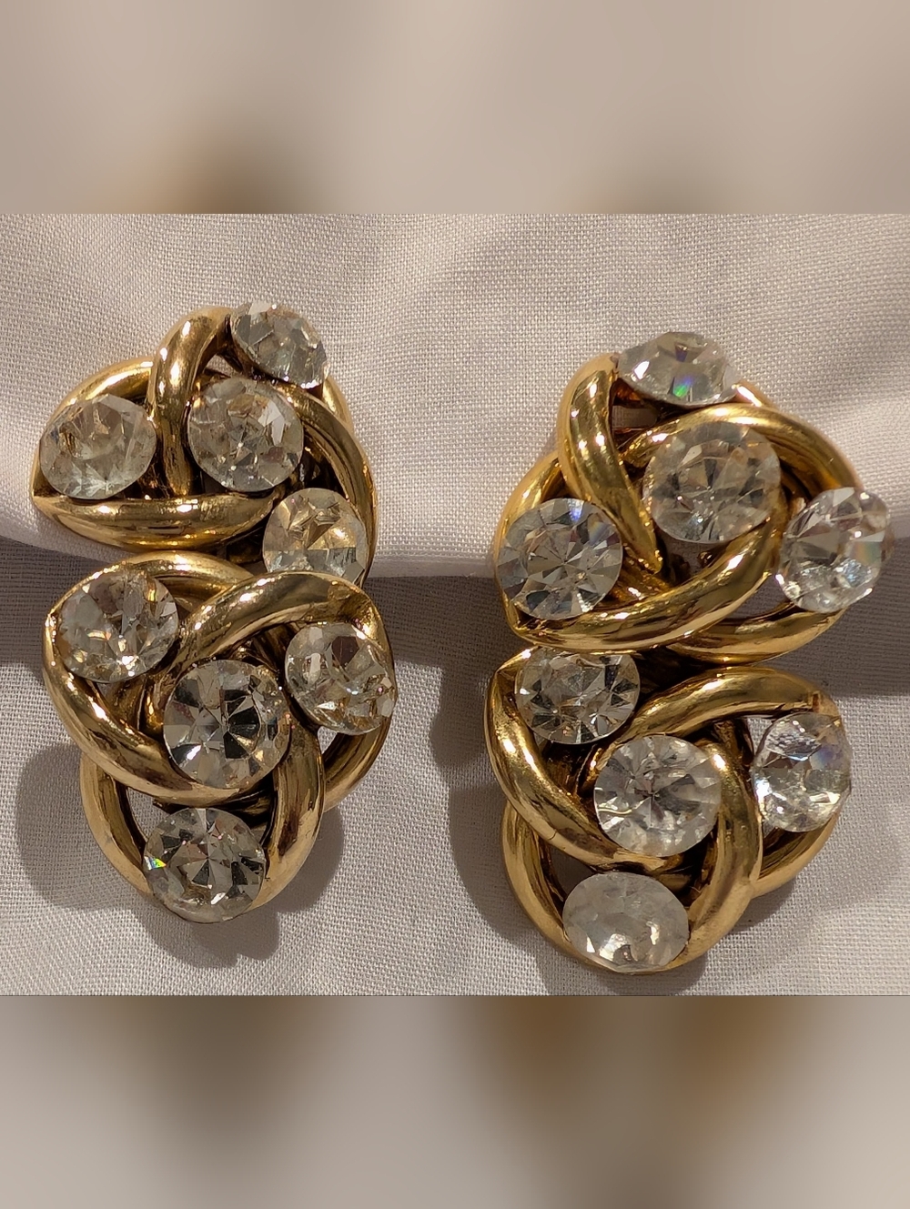 Norma Jean Classic Gold-Tone Clip-On Earrings with Clear Crystal Accents